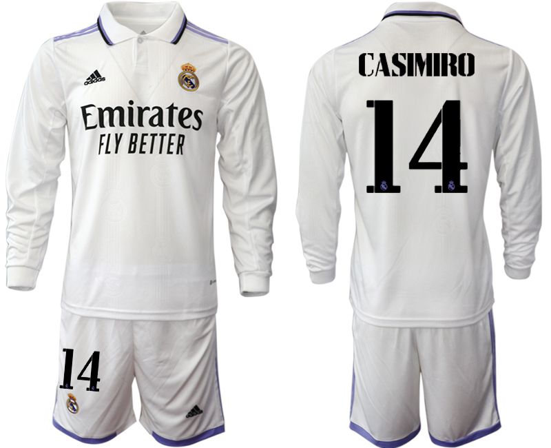 Men 2022-2023 Club Real Madrid home long sleeve white #14 Soccer Jersey